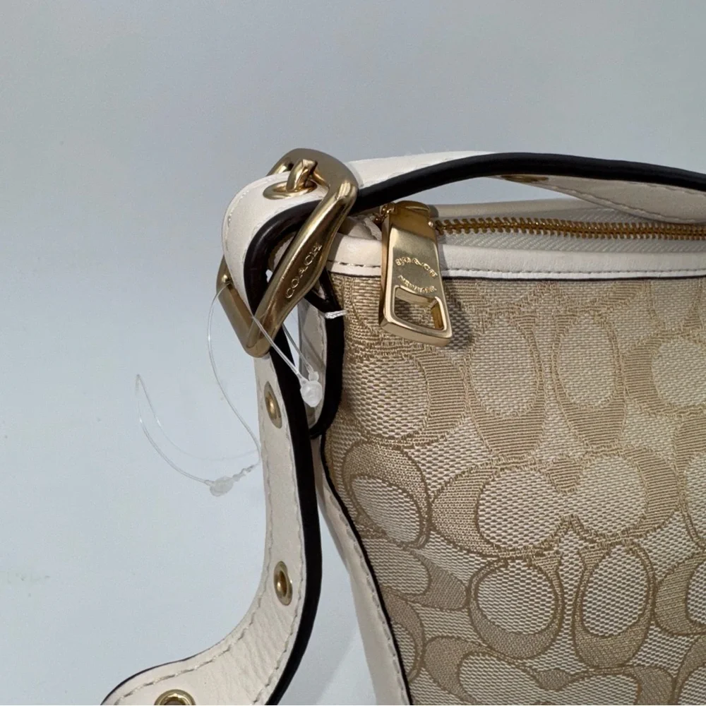 Coach Signature Dufflette Light Khaki Chalk 25697 Crossbody Shoulder Bag